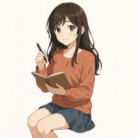 Anime girl holding a sketchbook